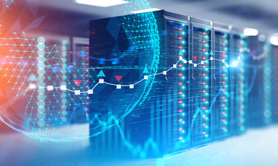 Poster - Graphs and network hologram in server room