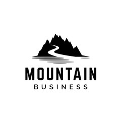 Wall Mural - Mountain silhouette with road logo design