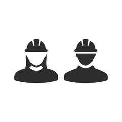 Aufkleber - Construction worker icon template black color editable. Construction worker symbol Flat vector sign isolated on white background. Simple logo vector illustration for graphic and web design.
