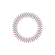 Baseball, Softball And Hardball Seam Stitch Line In Round Shape, Blue And Red Lace Circle Border Isolated On White Background