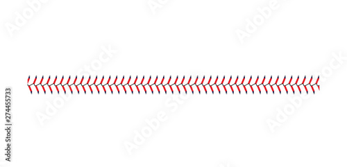 Fotomural Baseball and softball lace stitch isolated on white background, straight line of