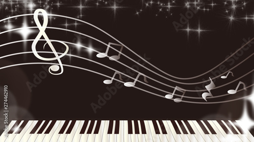 ピアノと音符のミュージック壁紙 Stock イラスト Adobe Stock