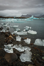 Iceland Landscape Black Beach Girl Rocks Diamonds Ice Iceberg