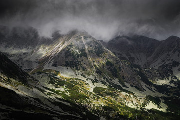 Spring cloudy landscape in Retezat Mountains, Romania, Europe