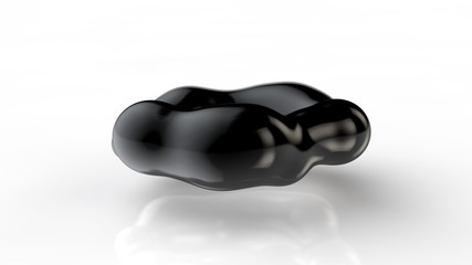 Poster - 3D illustration of amorphous black drops of different shapes in space on a white reflective background. Abstract image for screensavers and background. 3D rendering of a futuristic object.