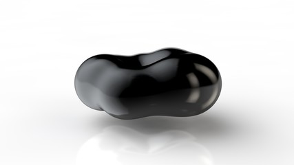 Poster - 3D illustration of amorphous black drops of different shapes in space on a white reflective background. Abstract image for screensavers and background. 3D rendering of a futuristic object.
