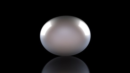 Poster - 3D illustration of amorphous, stretched W. The substance is deformed and dented. An example of plasticity and flexibility. 3D rendering of an abstract object on a black reflective background.