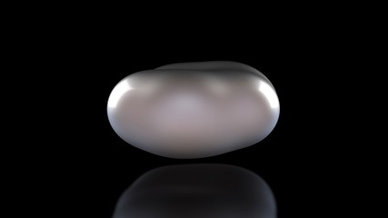 Poster - 3D illustration of an amorphous, stretched body. The substance is deformed and dented. An example of plasticity and flexibility. 3D rendering of an abstract object on a black reflective background.