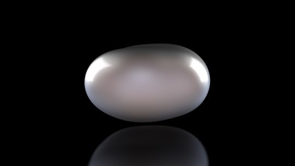 Poster - 3D illustration of an amorphous, stretched body. The substance is deformed and dented. An example of plasticity and flexibility. 3D rendering of an abstract object on a black reflective background.