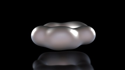 Poster - 3D illustration of amorphous white drops of different shapes in space on a black reflective background. Abstract image for screensavers and background 3D rendering of futuristic object, glowing liquid