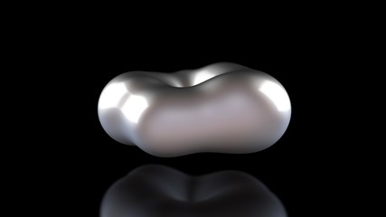 Poster - 3D illustration of amorphous white drops of different shapes in space on a black reflective background. Abstract image for screensavers and background 3D rendering of futuristic object, glowing liquid