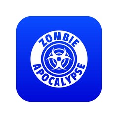 Sticker - Zombie infection icon blue vector isolated on white background