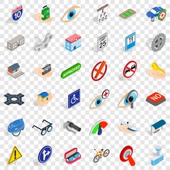 Poster - Pass icons set. Isometric style of 36 pass vector icons for web for any design