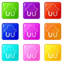 Poster - Defibrillator icons set 9 color collection isolated on white for any design