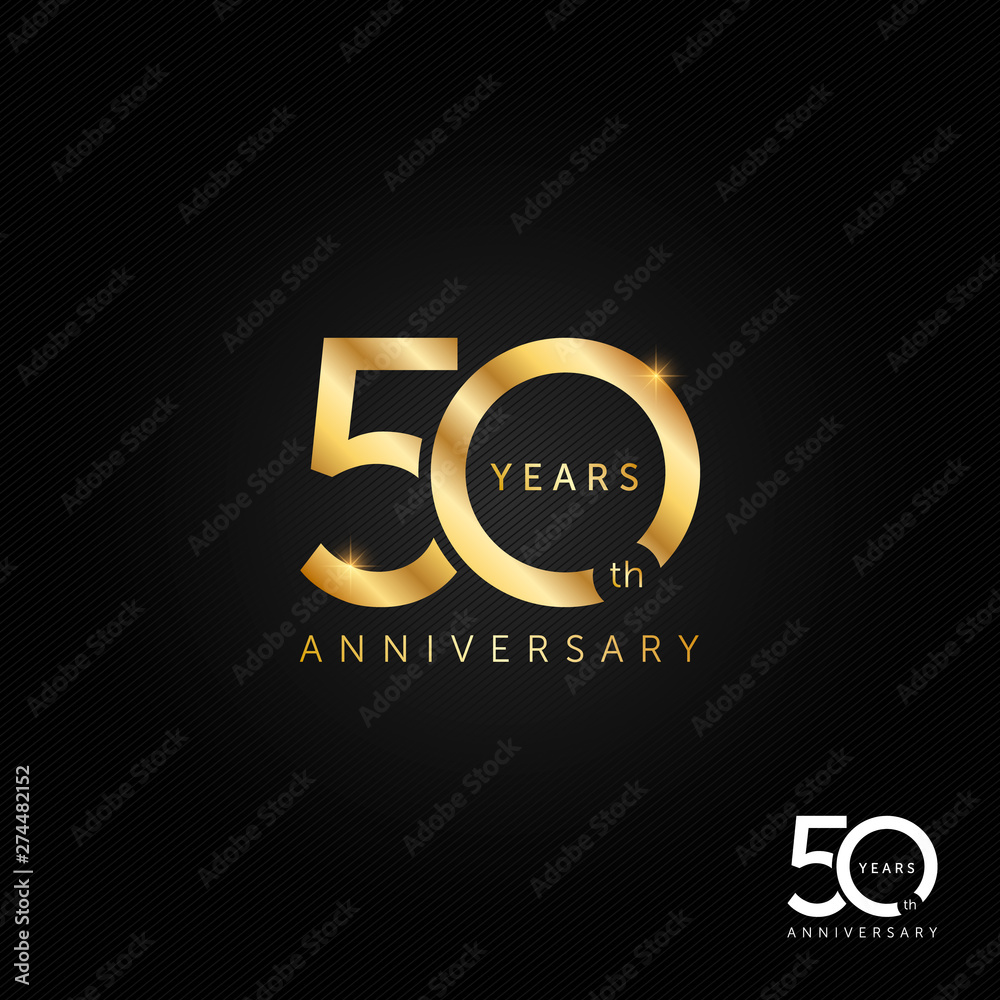 50 years anniversary logo, icon and symbol vector illustration - obrazy, fototapety, plakaty 