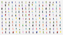Many People. Background With Silhouettes Man And Woman Of Different Ages And Professional Backgrounds