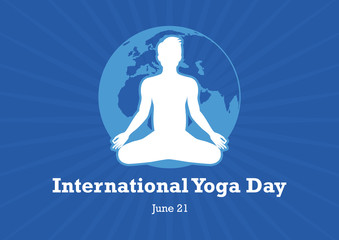 Wall Mural - International Day of Yoga vector. Yin yang symbol vector illustration. Silhouette of man in yoga position. Man in yoga position. International Yoga Day Poster, June 21. Important day