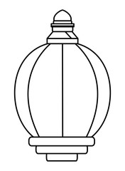 Sticker - lantern icon cartoon isolated in black and white