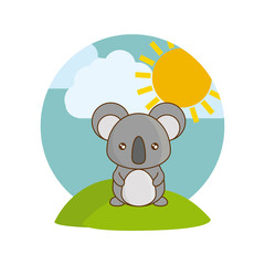 Poster - cute koala animal in landscape natural