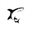 simple shark vector silhouette black color for animal element idea 