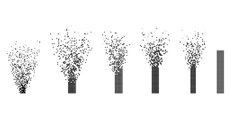 Fototapete - Vector dot rectangle integration flat abstraction. Vector style is a flat illustration of dot rectangle integration on a white background. Isolated design elements constructed from dots,