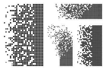 Fototapete - Vector dissolved rectangles flat abstraction. Vector style is a flat illustration of dissolved rectangles on a white background. Isolated design elements constructed from dots,