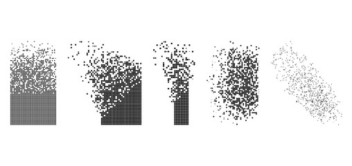 Fototapete - Vector rectangle disintegration flat abstraction. Vector style is a flat illustration of rectangle disintegration on a white background. Isolated design elements constructed from dots,