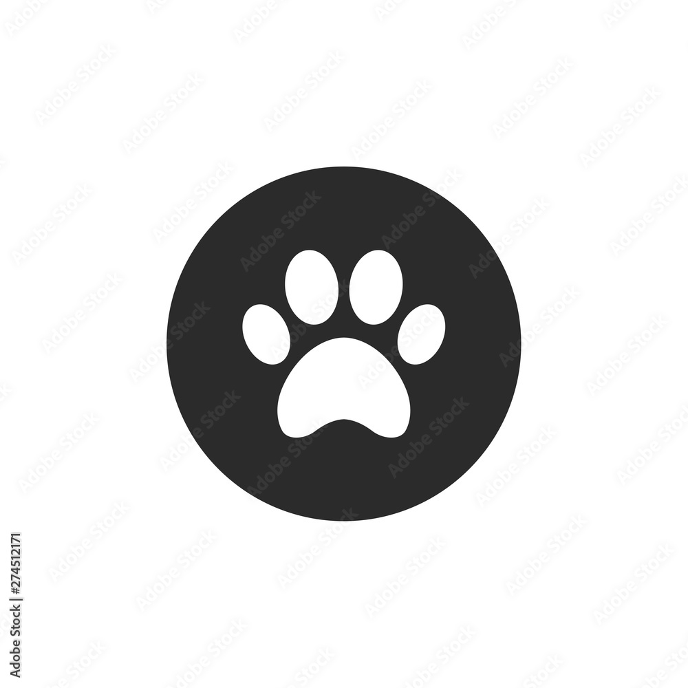 Paw Print icon template black color editable. Paw Print symbol Flat ...