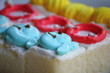© changephoto - Slice cake piece with cream on top