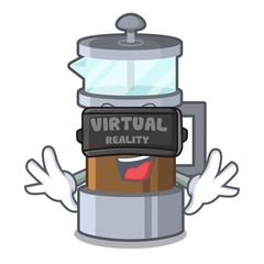 Wall Mural - Virtual reality french press in a cartoon glass