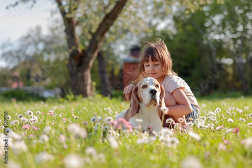 Rezultat slika za little girls and dog in garden
