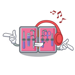 Sticker - Listening music manicure kit in the mascot shape