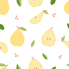 Wall Mural - Seamless pattern pear for print, fabric in flat style