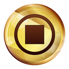 Canvas Print - Stop play icon Abstract Brown Round Button