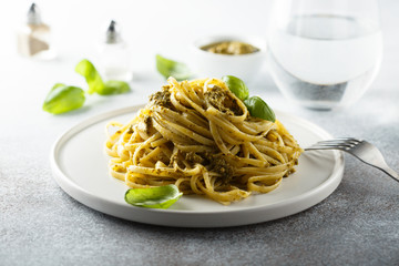 Poster - Homemade pasta with pesto sauce