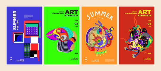 Wall Mural - Summer Festival Art and Culture Colorful Illustration Poster. Illustration for Summer, event, website, landing page, promotion, flyer, digital and print.