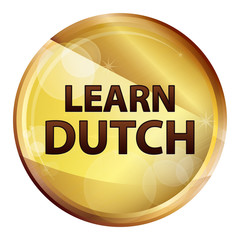 Learn Dutch Abstract Brown Round Button