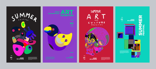  Summer Festival Art and Culture Colorful Illustration Poster. Illustration for Summer, event, website, landing page, promotion, flyer, digital and print.