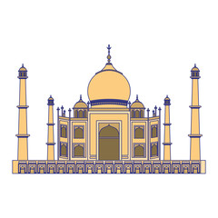 Sticker - Taj mahal indian building symbol isolated blue lines