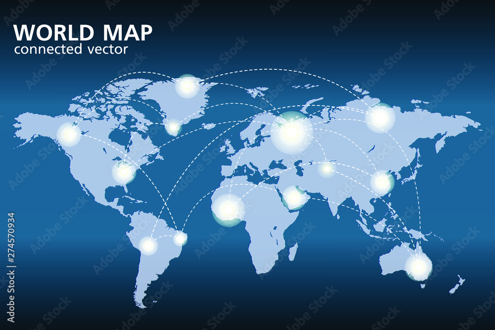 Abstract world map connected vector Stock Vector | Adobe Stock