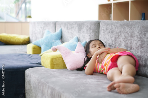 Asian Child Cute Or Kid Sleeping Well With Comfortably And Asian Child Cute Or Kid Sleeping