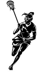 Wall Mural - Lacrosse Woman Front Shadow