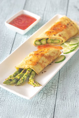 Poster - Coconut crepes with grilled asparagus