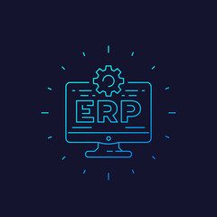 Wall Mural - ERP software icon, linear style vector