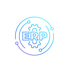 Wall Mural - ERP, enterprise resource planning, line vector icon