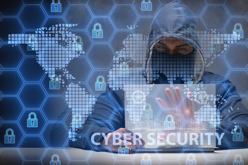 Young hacker in cybersecurty concept