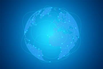 Sticker - Global network connection concept, Abstract globe map technology