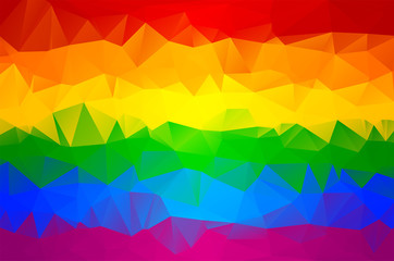 Wall Mural - Low poly Striped rainbow background. Gay pride flag. Gay flag. LGBT and LGBTI community symbol. Abstract polygonal geometric triangles pattern. Gay rainbow colors.