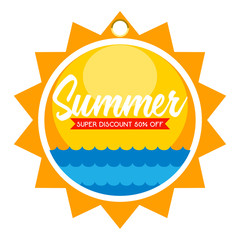 Sun shaped summer sale discount label - Vector