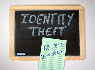 Identity theft message on chalkboard 